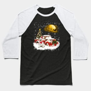 Red Truck Xmas Tree White Miniature Schnauzer Christmas Baseball T-Shirt